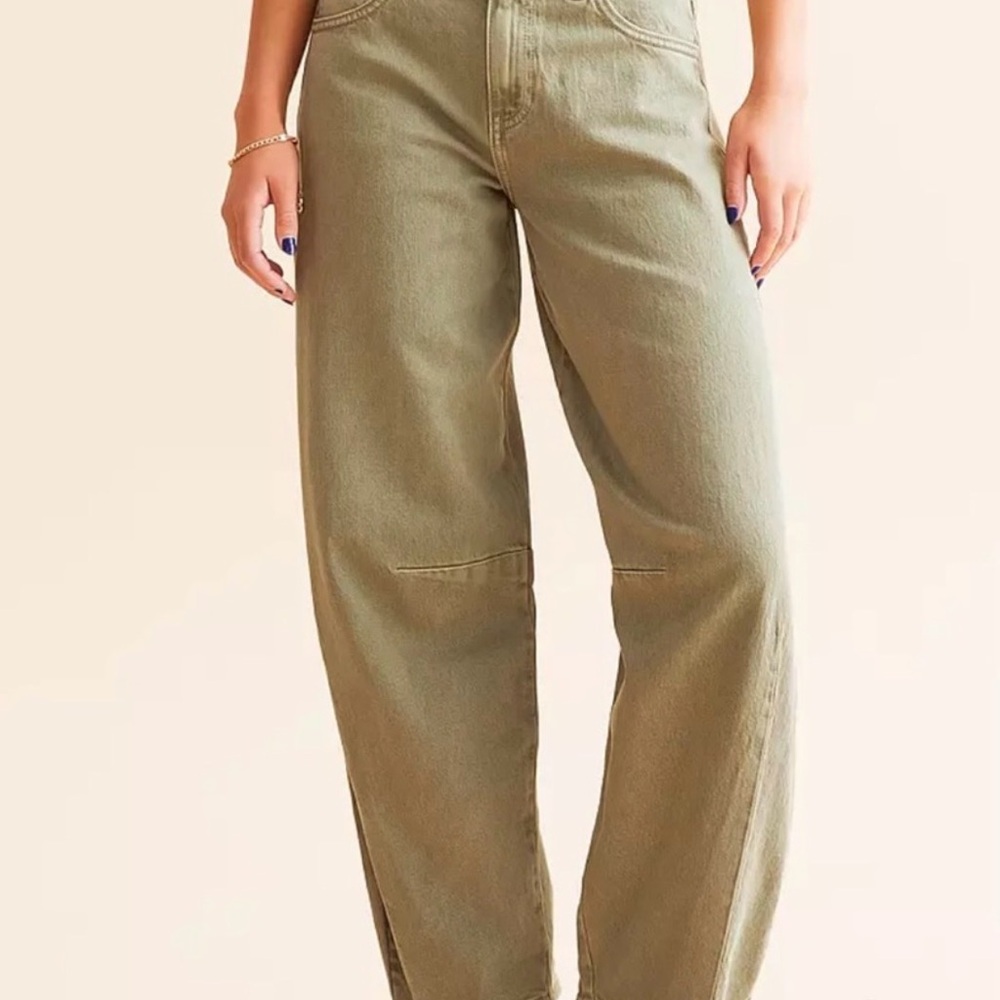 KanKan Barrel highrise horseshoe Olive Jeans 26
